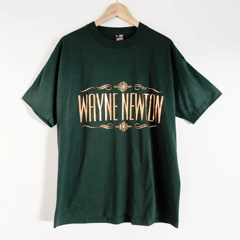 VTG WAYNE NEWTON Gold Foil Single Stitched T-shirt - Picture 2 of 7